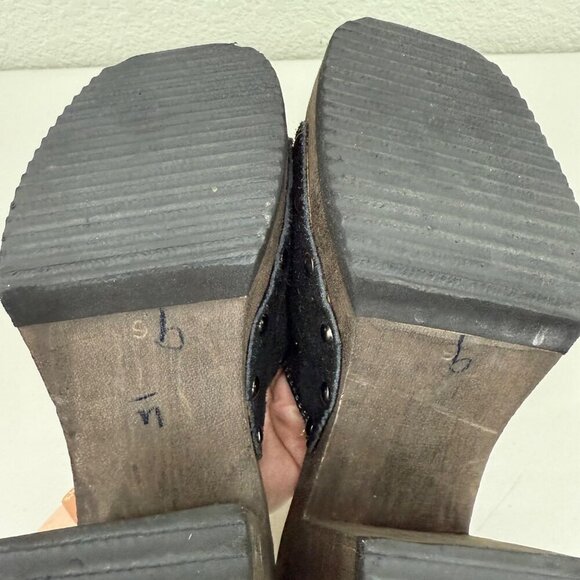 VTG Candies Wood Platform Y2K Black Suede Stud Clog Slide Sandals Shoes Womens 9 - Picture 8 of 9
